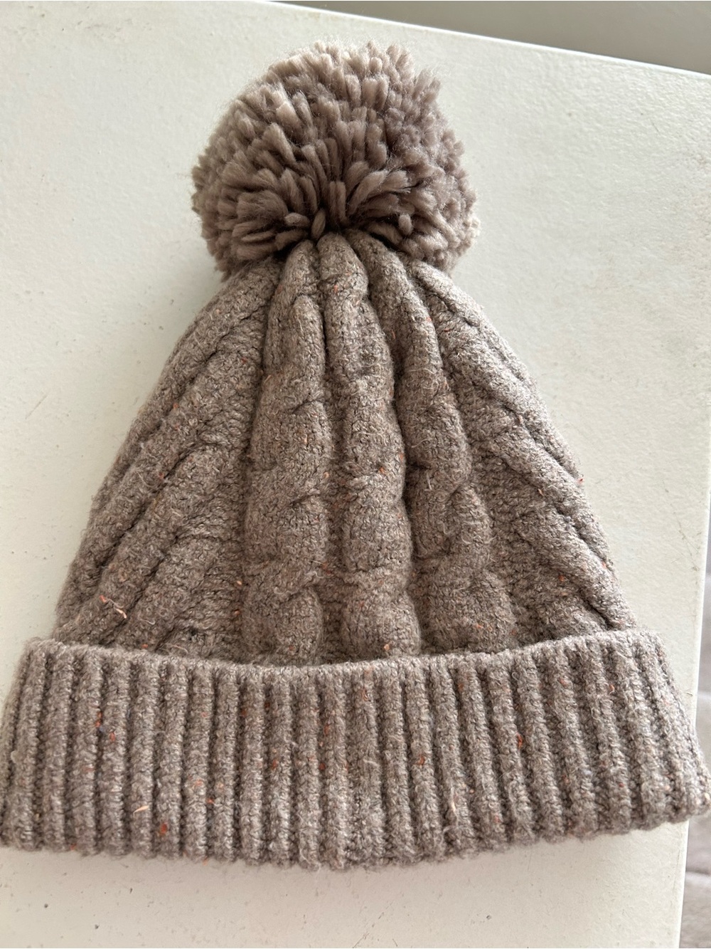 Universal Thread Taupe Cable Knit Pom Beanie
